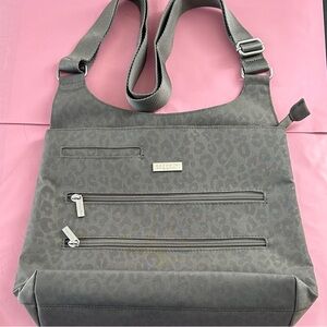 Baggallini Charcoal Leopard Print Bucket Bagg